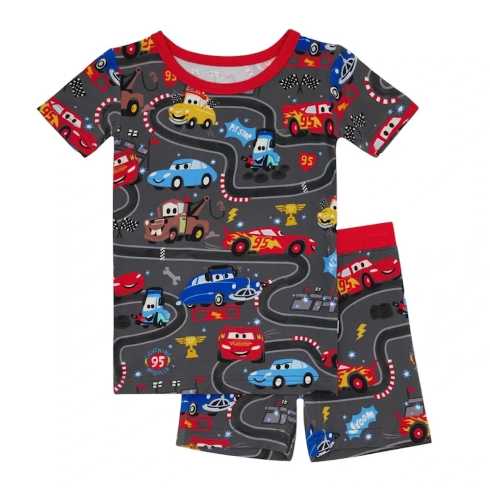 Little Sleepies Disney Cars Piston Cup Bamboo Pajama Set 2 Piece Size 5/6 NWT